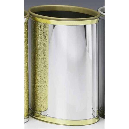 Tool Mylar Brushed Chrome and Brass Waste Basket TO88583